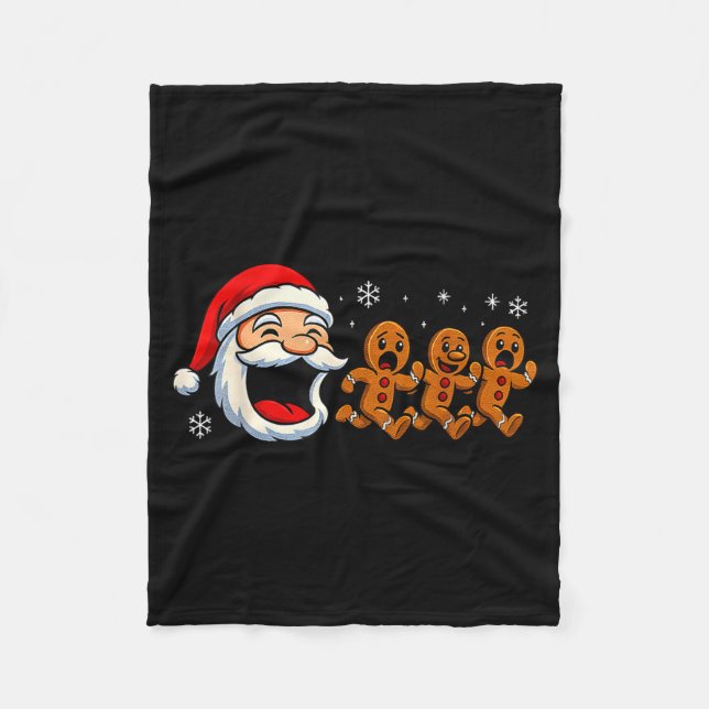 Cobertor De Velo Funny Santa Chasing Gingerbread Christmas Cookie  (Frente)