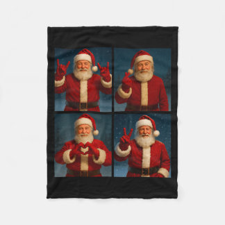 Cobertor De Velo Funny Santa Claus Heart And Peace Sign Retro Chris