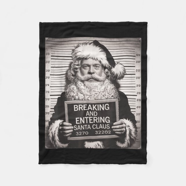 Cobertor De Velo Funny Santa Claus Mugshot Christmas – Santa Xmas  (Frente)