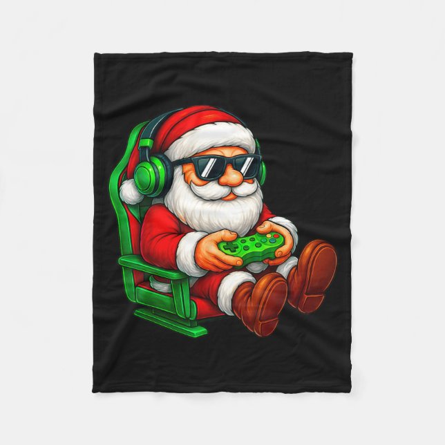 Cobertor De Velo Funny Santa Gaming Gamer Pajamas Pjs Christmas Xma (Frente)