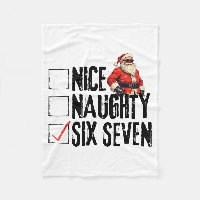 Cobertor De Velo Funny Santa Nice Naughty Six Seven Meme 67 Christm (Frente)