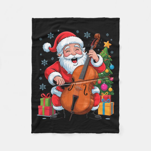 Cobertor De Velo Funny Santa Playing Cello Holiday Chrismas Xmas Pa (Frente)