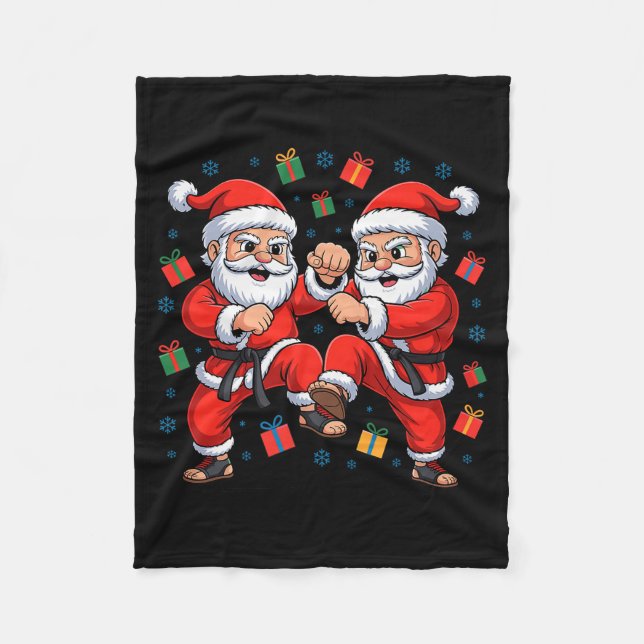 Cobertor De Velo Funny Santa Playing Karate Martial Art Christmas X (Frente)