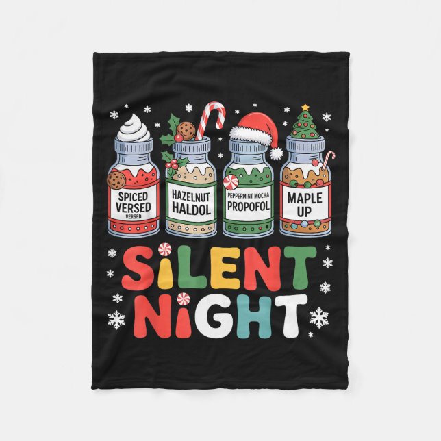 Cobertor De Velo Funny Santa Profol Silent Night Icu Nurses Merry C (Frente)