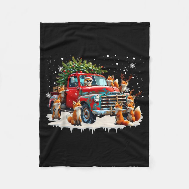 Cobertor De Velo Funny Santa Riding Christmas Tree Truck Fox Christ (Frente)