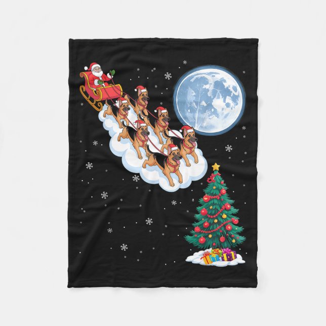 Cobertor De Velo Funny Santa Riding German Shepherd Dog Tree Christ (Frente)