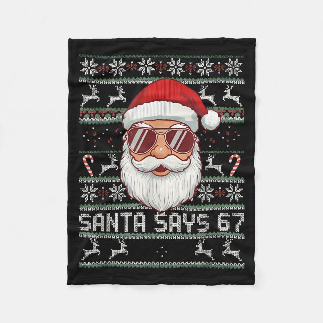 Cobertor De Velo Funny Santa Says 67 Ugly Christmas Sweater  (Frente)