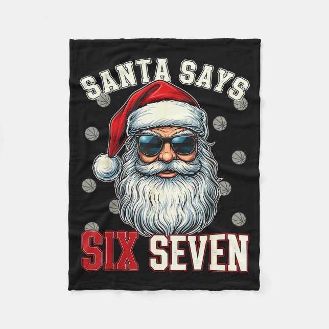 Cobertor De Velo Funny Santa Says Six Seven Christmas 67 Meme Baske (Frente)