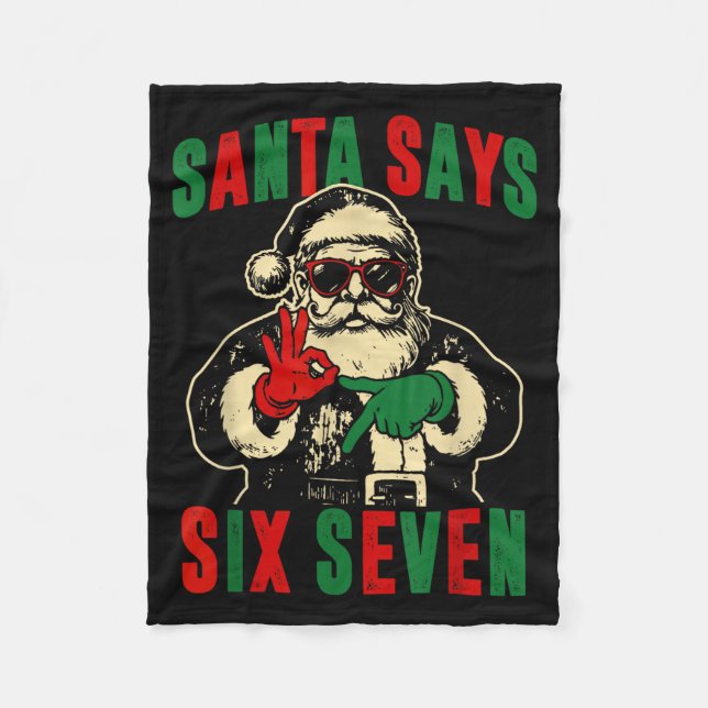 Cobertor De Velo Funny Santa Says Six Seven Retro 67 Meme Cool Chri (Frente)