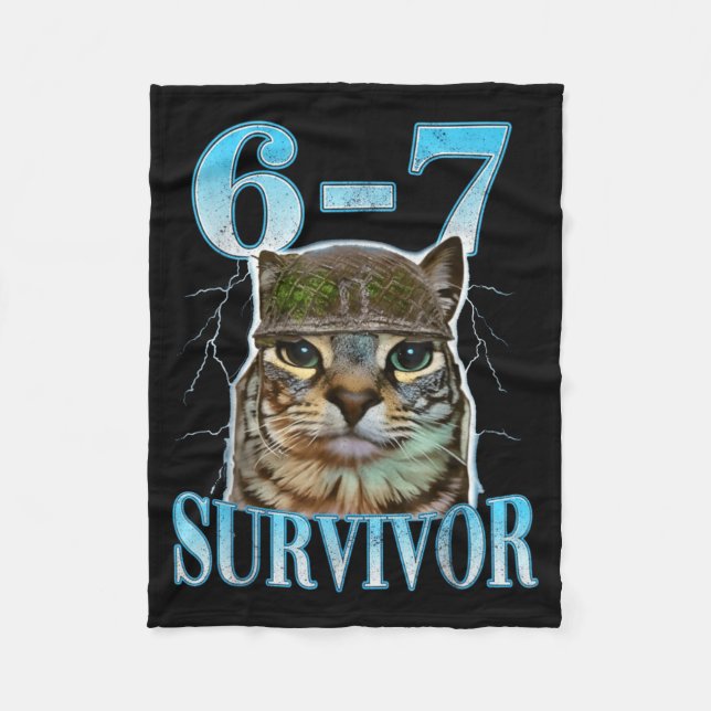 Cobertor De Velo Funny Saying 67 Cats Tummy Ache Survivor Cat Meme  (Frente)