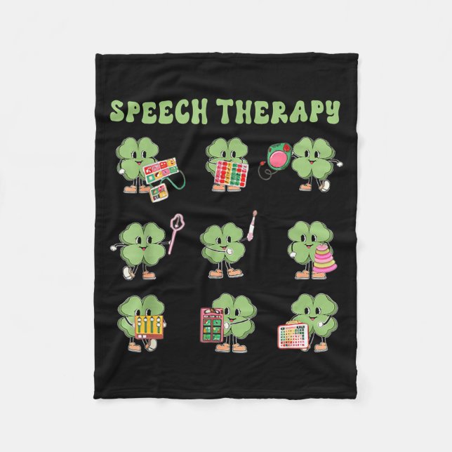 Cobertor De Velo Funny Shamrock Speech Therapy St Patrick's Day Slp (Frente)