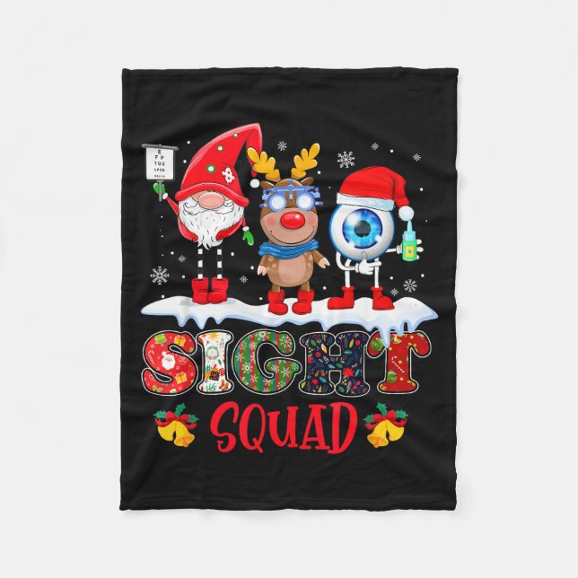 Cobertor De Velo Funny Sight Squad Gnome Reindeer Santa Christmas O (Frente)