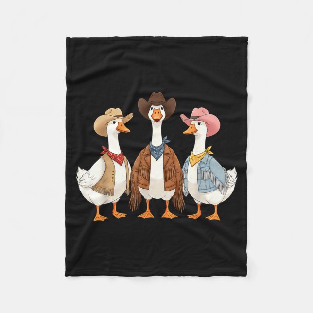 Cobertor De Velo Funny Silly Goose Cowboy Western Cowgirl Goose Hum (Frente)