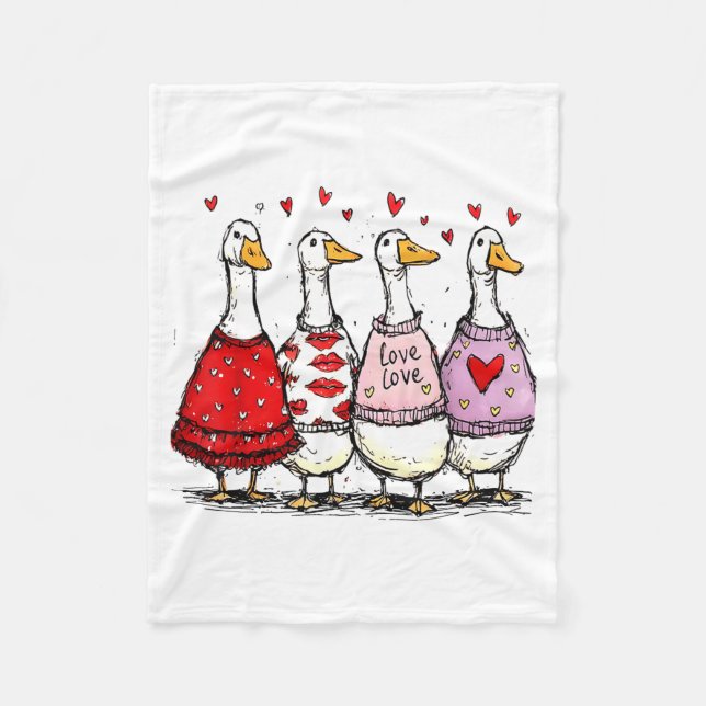 Cobertor De Velo Funny Silly Goose Valentine Trendy Valentine's Day (Frente)