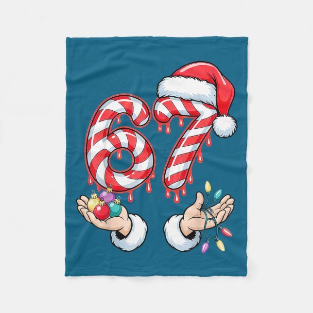 Cobertor De Velo Funny Six Seven 67 Christmas Candy Cane Festive Ho (Frente)