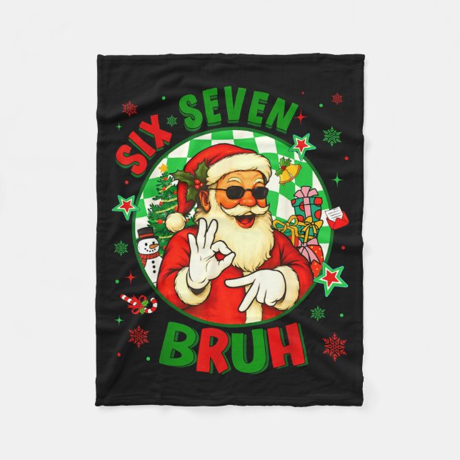 Cobertor De Velo Funny Six Seven Bruh Santa Meme 67 Christmas Boy G (Frente)