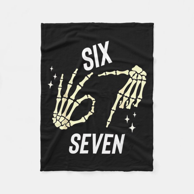 Cobertor De Velo Funny Six Seven Gen Alpha Slang Meme 6 7 Skeleton  (Frente)