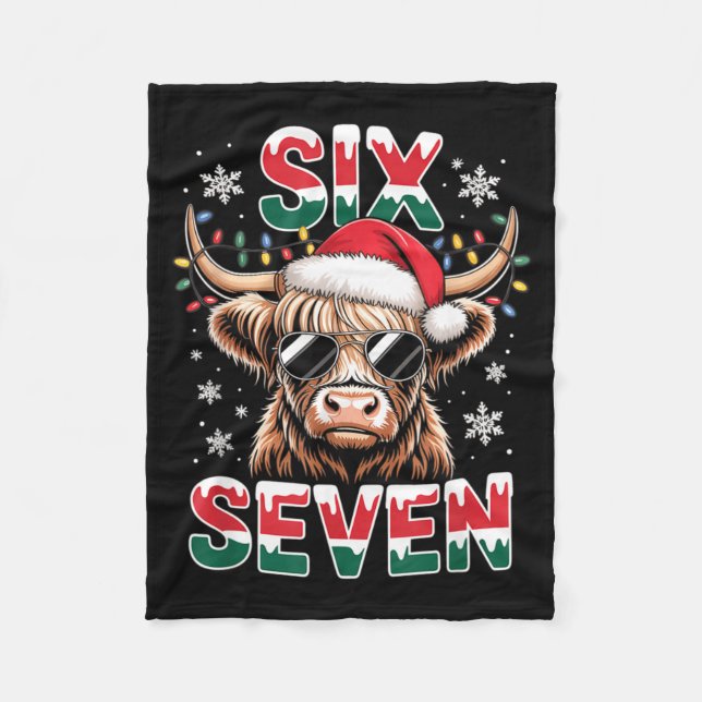 Cobertor De Velo Funny Six Seven Highland Cow Christmas 67 Cool Xma (Frente)