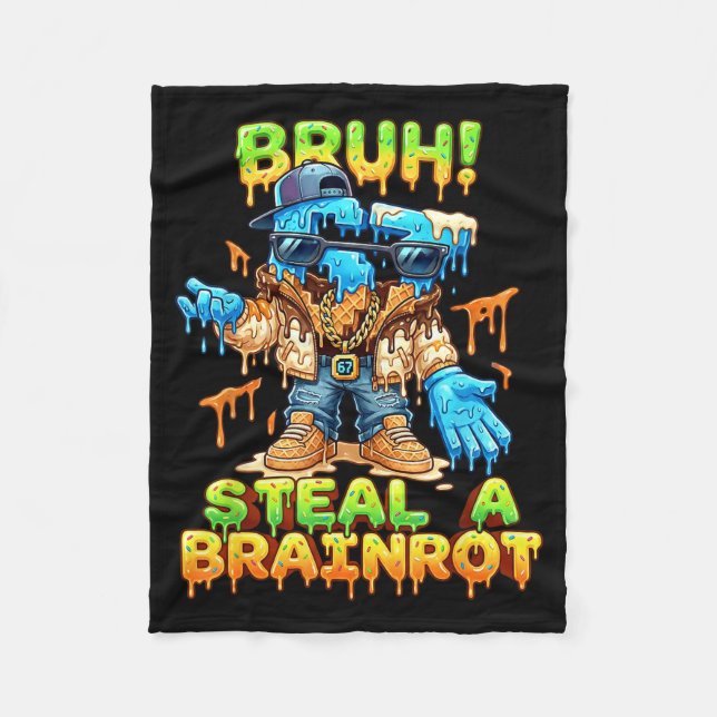 Cobertor De Velo Funny Six Seven Meme - Bruh Steal A Brainrot - Fun (Frente)