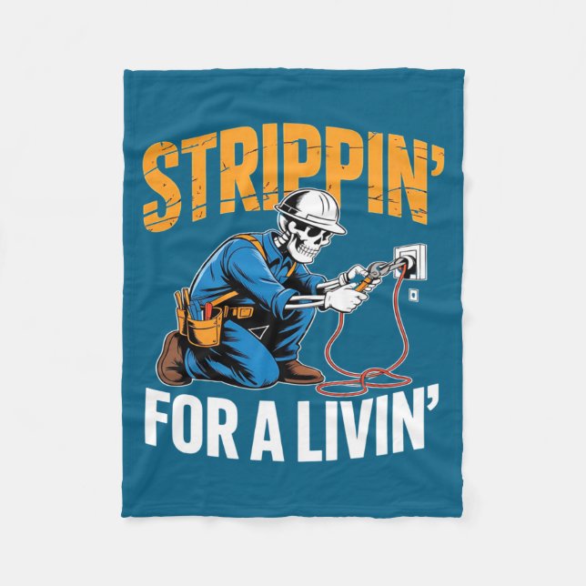 Cobertor De Velo Funny Skeleton Electrician N For A Livin Long Slee (Frente)