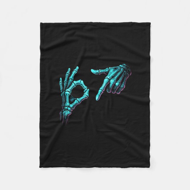Cobertor De Velo Funny Skeleton Hand Meme 67 Gen Alpha Halloween Si (Frente)