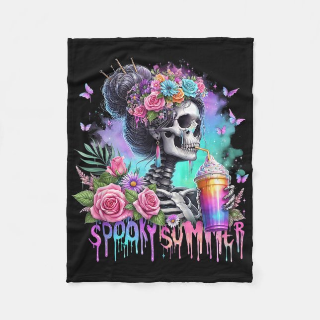 Cobertor De Velo Funny Skeleton Party Spooky Summer Bebe Summerwe (Frente)