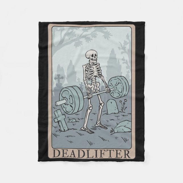 Cobertor De Velo Funny Skeleton Tarot Card Deadlifter Bodybuilding  (Frente)