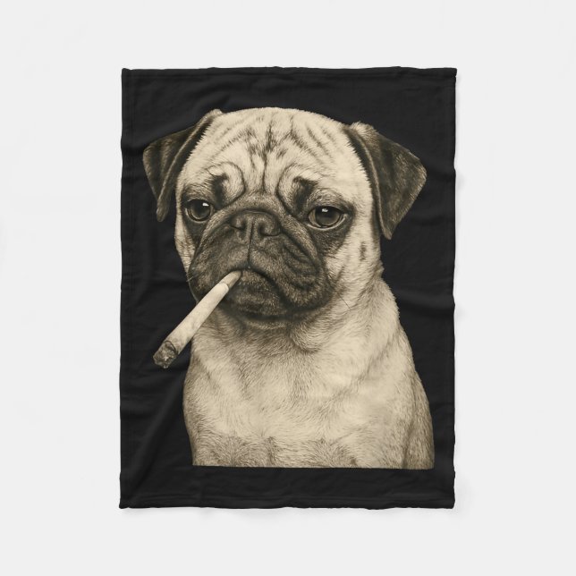 Cobertor De Velo Funny Smoking Pug Dog Cigarette Gen Z Meme Graphic (Frente)