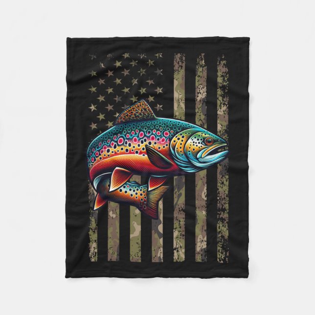Cobertor De Velo Funny Speckt Brook Trout Bandeira Americana (Frente)