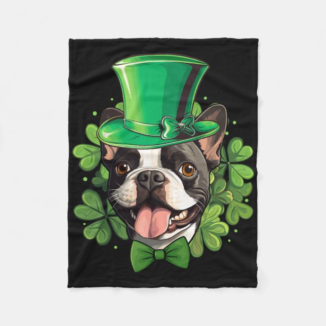 Cobertor De Velo Funny St Patricks Boston Terrier  (Frente)