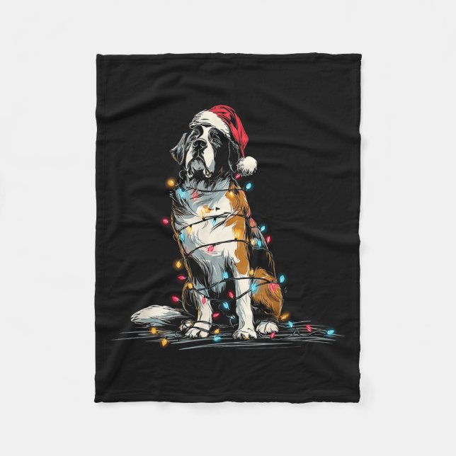 Cobertor De Velo Funny St. Saint Bernard Christmas Graphics Dog Lig (Frente)