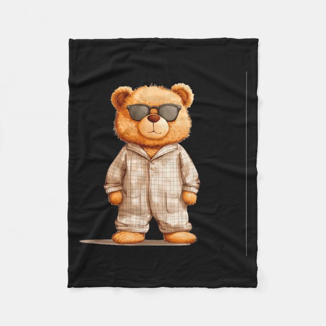 Cobertor De Velo Funny Sungles Teddy Bear In Pajama Costume Design  (Frente)