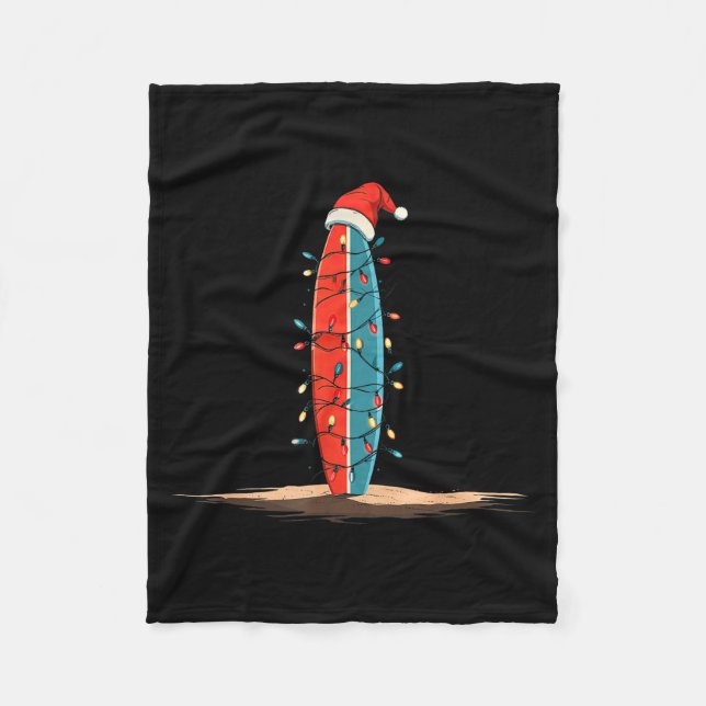 Cobertor De Velo Funny Surf Christmas Lights Lover Surfboard Surfin (Frente)