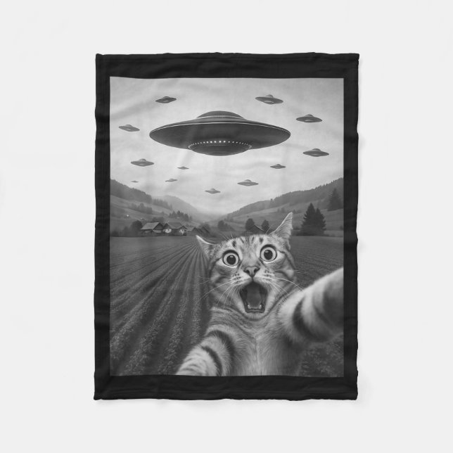 Cobertor De Velo Funny Surprised Ed Cat Selfie With Alien Ufo Cat U (Frente)