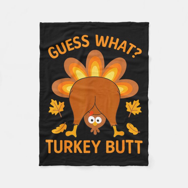 Cobertor De Velo Funny Thanksgiving Guess What Turkey Butt  (Frente)