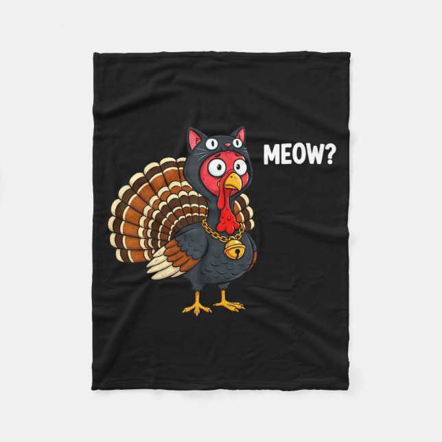 Cobertor De Velo Funny Thanksgiving Turkey Meow Cat Disguise Men Wo (Frente)