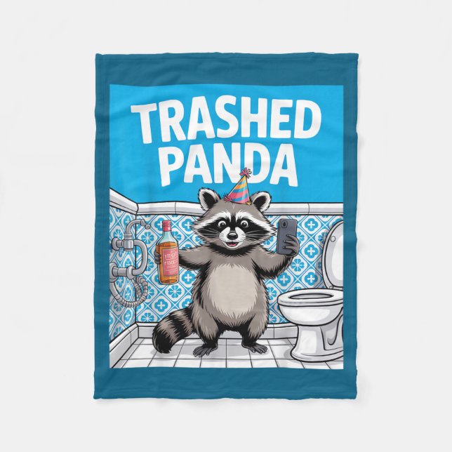 Cobertor De Velo Funny Trashed Panda Raccoon Gets Drunk  (Frente)