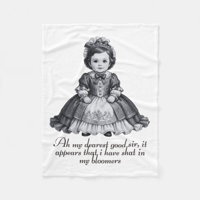 Cobertor De Velo Funny Victorian Baby Girl Print Humorous Nursery (Frente)