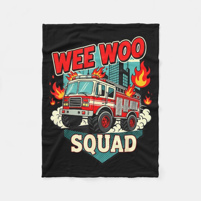 Cobertor De Velo Funny Wee Woo Squad Fire Department Firefighter Fi (Frente)