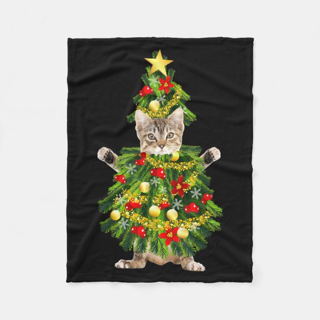 Cobertor De Velo Funny Xmas Holiday Cat Christmas Tree For Cat Kitt (Frente)