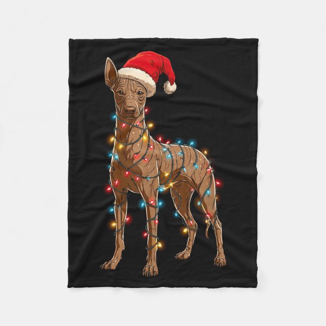 Cobertor De Velo Funny Xoloitzcuintli Christmas Graphic Dog Lights  (Frente)