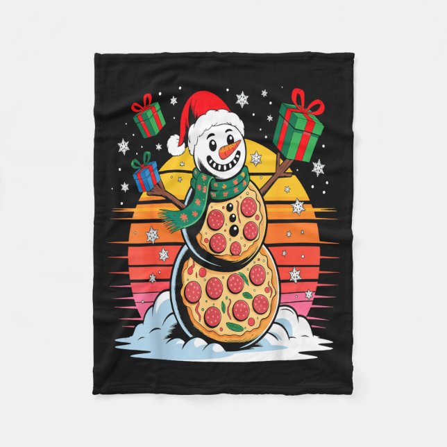 Cobertor De Velo Funny Zza Snowman Christmas Holiday Food  (Frente)
