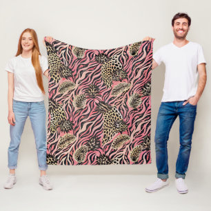 Cobertor De Velo Fusão de Impressão Animal Rosa - Padrão Sem Costur