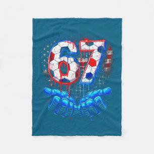 Cobertor De Velo Futebol 67 seis sete 4 de julho vermelho branco az