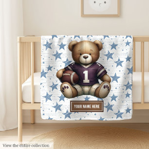 Cobertor De Velo Futebol Americano Cozy Bear Blanket para Meninos