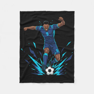 Cobertor De Velo Futebol Blue Striker Na Chuva No Chão Molhado