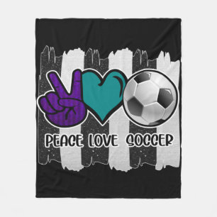 Cobertor De Velo Futebol de amor à paz em branco e preto