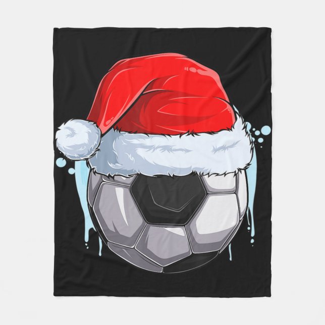 Cobertor De Velo Futebol de Natal - Bola de Futebol do Natal em Pap (Frente)