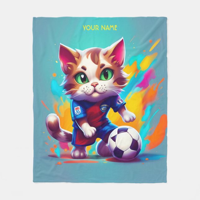 Cobertor De Velo Futebol Gato Fantasy (Frente)