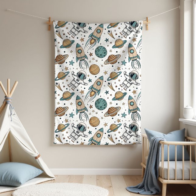 Cobertor De Velo Galaxy Baby Blanket Astronauta Theme for Boys (Galaxy Baby Blanket Astronaut Theme for Boys)